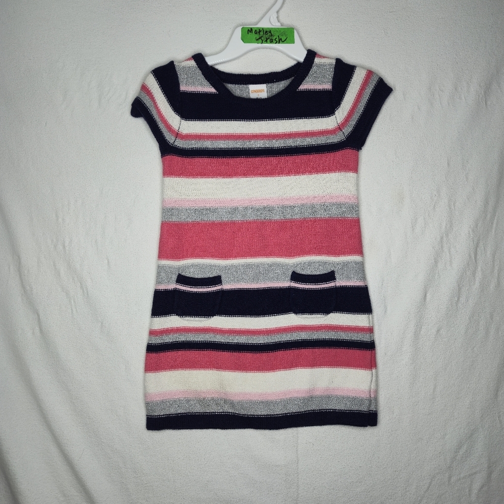 Gymboree Girls Striped Sweater Knit Dress With Small Frobt Pocket Detail Size 5